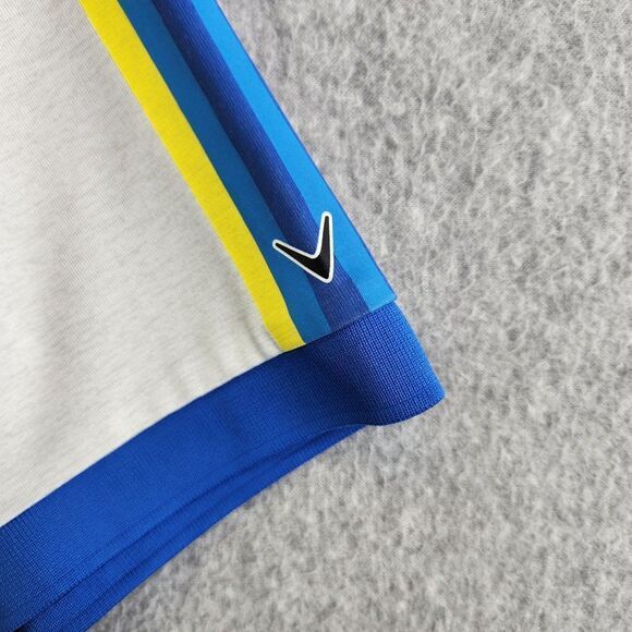 Callaway Shirt Mens Large White Striped Sleeves Opti Dri Wicking Golf Golfing - Picture 3 of 13